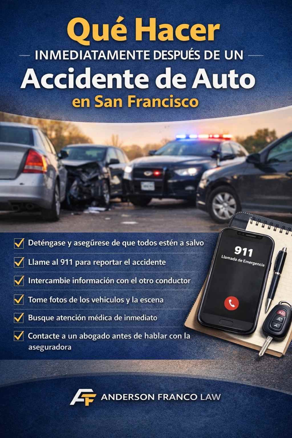 Qué hacer después de un accidente de auto